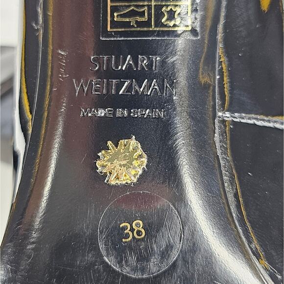 STUART WEITZMAN WOMEN'S VIDA 100 MARY JANE BLACK PATENT LEATHER SHOES – SIZE 7.5 - Picture 7 of 12